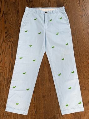 Light Blue Embroidered Whale Chinos Pants